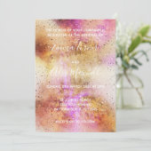 Gold Pink Sky Wedding Invitation Script Briefkaart (Staand voorkant)