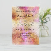 Gold Pink Sky Wedding Invitation Script Briefkaart (Staand voorkant)