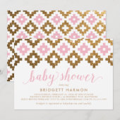 Gold Pink Southwest Blanket Baby shower Kaart (Voorkant / Achterkant)