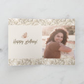 Gold Pink Sparking Butterfly Foto Birthday Kaart (Binnen)