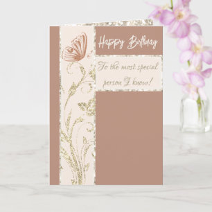 Gold Pink Sparking Butterfly Foto Birthday Kaart