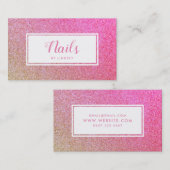 Gold Pink Sparkle Glitter Nail Artist Visitekaartje (Voorkant / Achterkant)