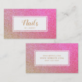 Gold Pink Sparkle Glitter Nail Artist Visitekaartje (Voorkant / Achterkant)