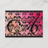 GOLD PINK SPARKLING DAMASK MONOGRAM, fuchsia ruby Visitekaartje (Achterkant)