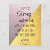 Gold Pink Sterke vrouwen Motivatie Briefkaart (Voorkant)