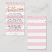 Gold Pink Stripes Baby shower Breng een boek Inser Informatiekaartje (Voorkant / Achterkant)