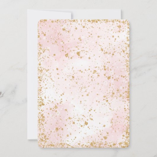 Gold & Pink Tea Party Uitnodiging voor verjaardag (Achterkant)