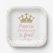 Gold Pink Tiara Crown Birthday Party Square Papieren Bordje (Voorkant)