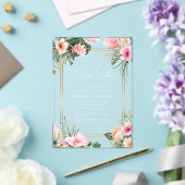 Gold Pink Tropical Beach Destination Vrijgezellenf Acryl Uitnodigingen (Insitu (Huwelijk))