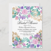 Gold Pink Violet Floral Waterverf Vrijgezellenfees Kaart (Voorkant)