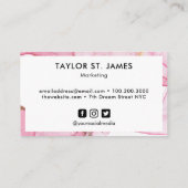 Gold Pink Waterverf Calligrafie Schilmiddel Splatt Visitekaartje (Achterkant)