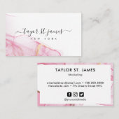 Gold Pink Waterverf Calligrafie Schilmiddel Splatt Visitekaartje (Voorkant / Achterkant)