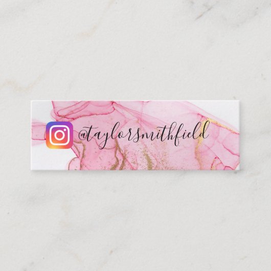 Gold Pink Waterverf Social Media Instagram Mini Visitekaartje (Voorkant)