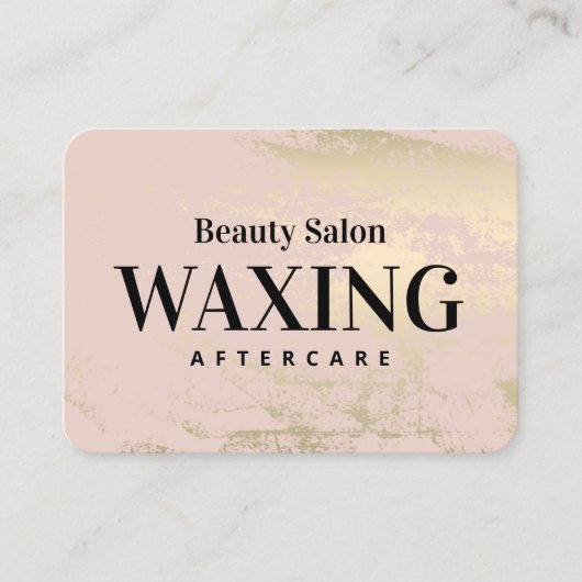 Gold Pink Waxing Aftercare Card Visitekaartje (Voorkant)