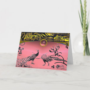 GOLD PINK WEDING TORTELDUIFJES BEDANKKAART