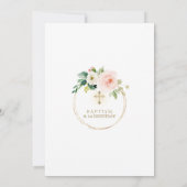 Gold Pink White Flowers First Birthday & Baptisme Kaart (Achterkant)