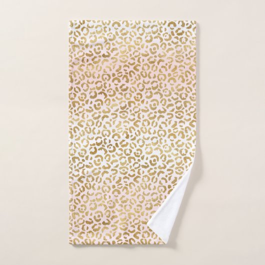 Gold Pink White leopard Print Bad Handdoek (Handdoek)