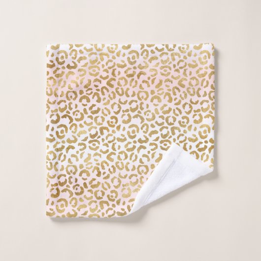 Gold Pink White leopard Print     Bad Handdoek (Wasdoekje)