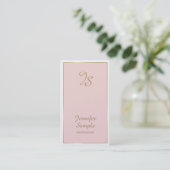 Gold Pink White Modern Monogram Trendy Luxury Visitekaartje (Staand voorkant)