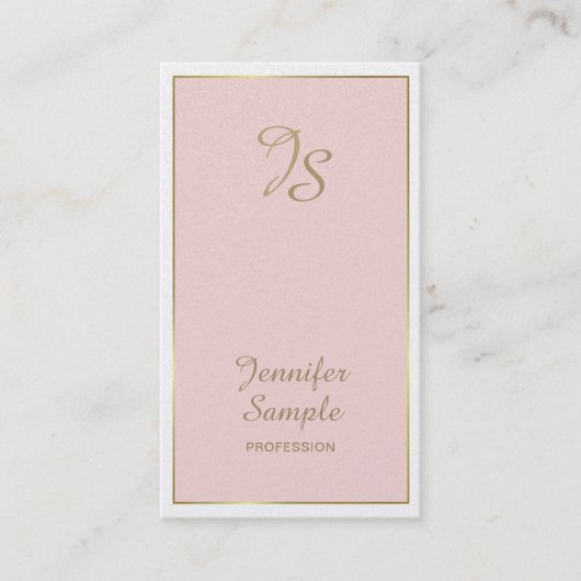 Gold Pink White Modern Monogram Trendy Luxury Visitekaartje (Voorkant)