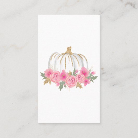 Gold Pink White Pumpkin Baby Diaper Raffle Game Visitekaartje (Achterkant)
