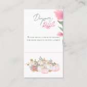 Gold Pink White Pumpkin Baby Diaper Raffle Game Visitekaartje (Voorkant)