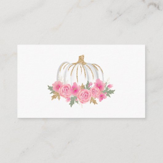 Gold Pink White Pumpkin Book for Baby shower Game Informatiekaartje (Achterkant)