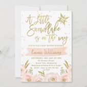 Gold Pink Winter Snowflake Baby shower Uitnodiging (Voorkant)