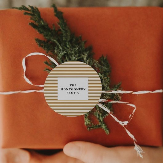 Gold Pinstripe Ronde Sticker