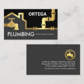 Gold Pipes Building Frame Plumber Service Visitekaartje (Voorkant / Achterkant)