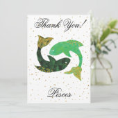 Gold Pisces 1st Birthday & Big Photo Hartelijk dan Bedankkaart (Staand voorkant)