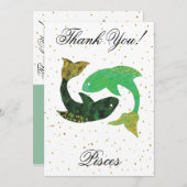 Gold Pisces 1st Birthday & Big Photo Hartelijk dan Bedankkaart (Voorkant / Achterkant)