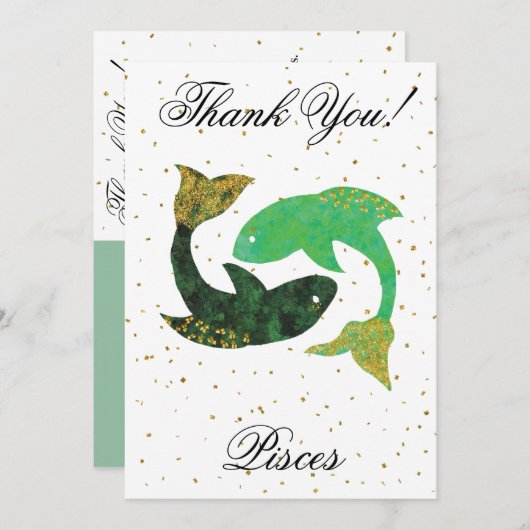 Gold Pisces 1st Birthday & Big Photo Hartelijk dan Bedankkaart (Voorkant / Achterkant)