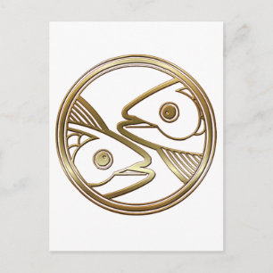 Gold Pisces Zodiac Fish Astrology Sign Briefkaart