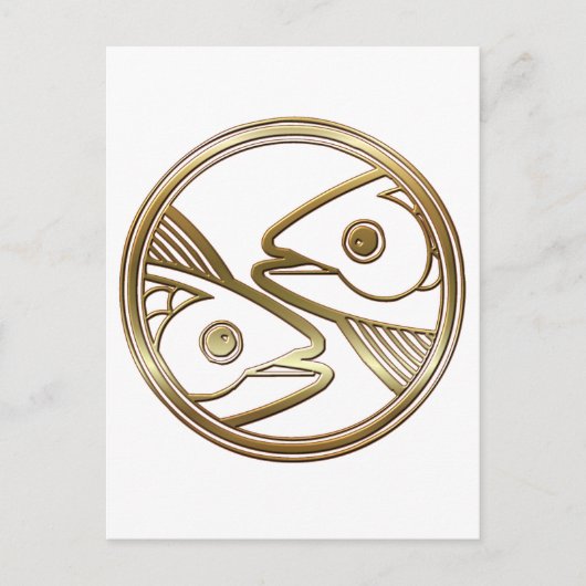 Gold Pisces Zodiac Fish Astrology Sign Briefkaart (Voorkant)