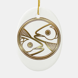 Gold Pisces Zodiac Fish Astrology Sign Keramisch Ornament