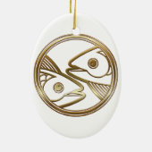 Gold Pisces Zodiac Fish Astrology Sign Keramisch Ornament (Achterkant)