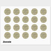 Gold Plaid Persoonlijke naam en adres Ronde Sticker (Vel)