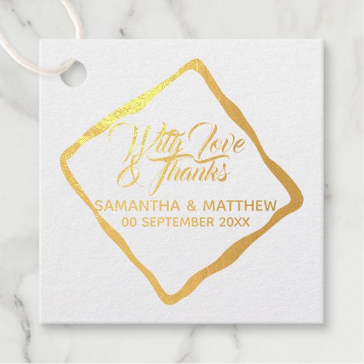 Gold plain gepersonaliseerde liefde bedankt geomet bedankjes labels (Voorkant)