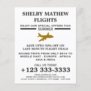 Gold Plane Icon, Airline Adverteren Flyer