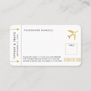 Gold Plane Ticket Boarding Pass Place Escort Kaart
