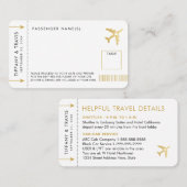 Gold Plane Ticket Boarding Pass Place Escort Kaart (Voorkant / Achterkant)
