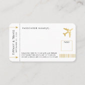 Gold Plane Ticket Boarding Pass Place Escort Kaart (Voorkant)