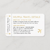 Gold Plane Ticket Boarding Pass Place Escort Kaart (Achterkant)