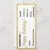Gold Plane Ticket - Surprise Boarding Pass Uitnodi (Voorkant)