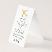 Gold Plane Travel Theme Party Hashtag Kaart (Achterkant)