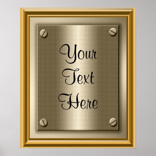 Gold Plaque Poster Print Sign (Voorkant)