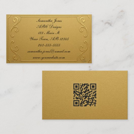 Gold Plaque QR Code Visitekaartje (Voorkant / Achterkant)