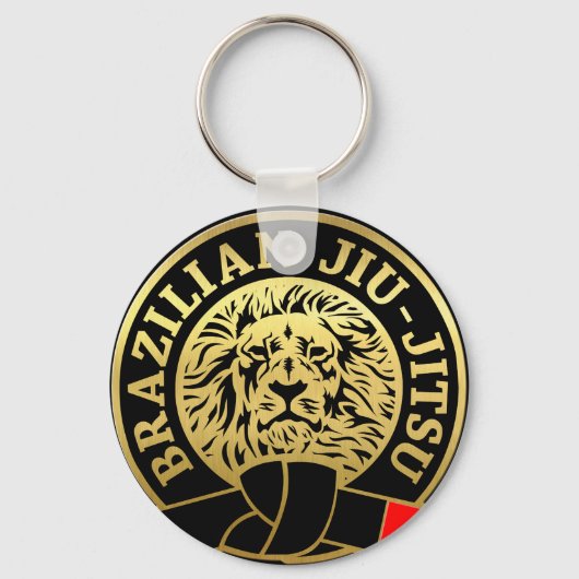 Gold Plated Brazililian Jiu Jitsu Lion Sleutelhanger (Voorkant)