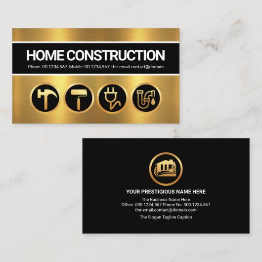 Gold Plating Layer Construction Handyman Tools Visitekaartje (Voorkant / Achterkant)
